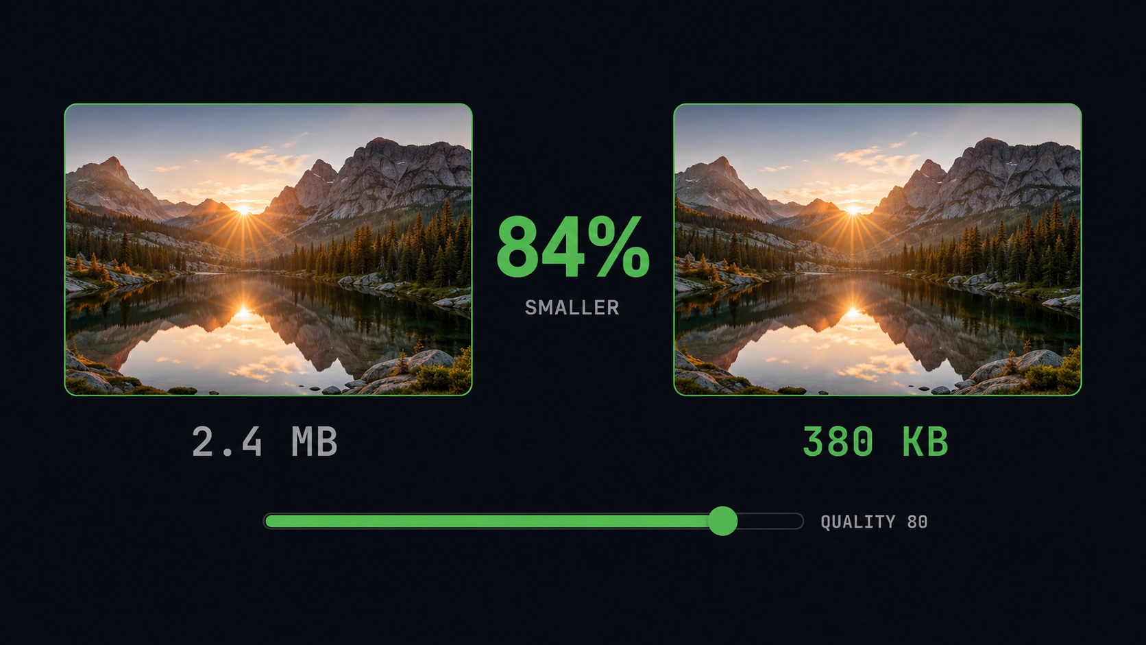 File Compressor tool interface — quality slider with before and after comparison